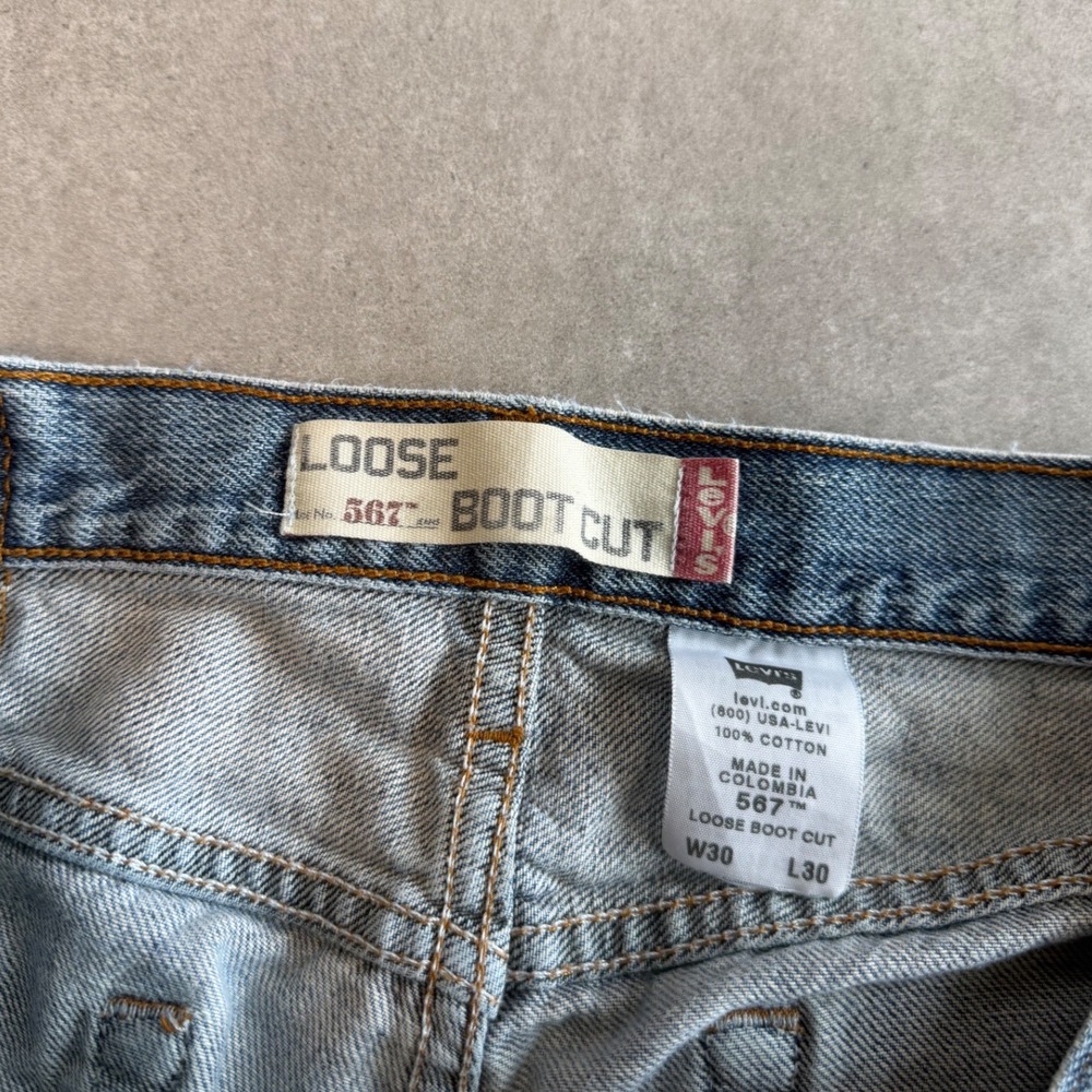 Levis 567 Loose Boot Cut Jeans Light Wash Denim 30x30 Vintage Y2K Skater 90s